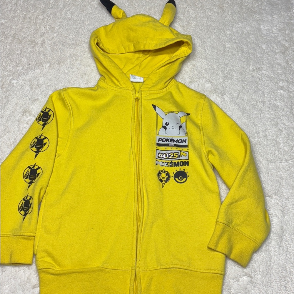 Pokemon Yellow Kids Jacket with Pikachu Design Size Small Worn